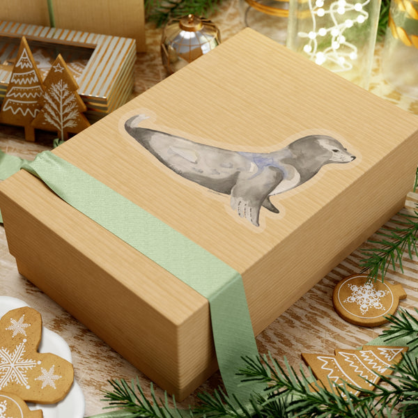 Watercolor Harbor Seal Kiss-Cut Sticker — Cute Marine Animal Decal for Laptops & Water Bottles