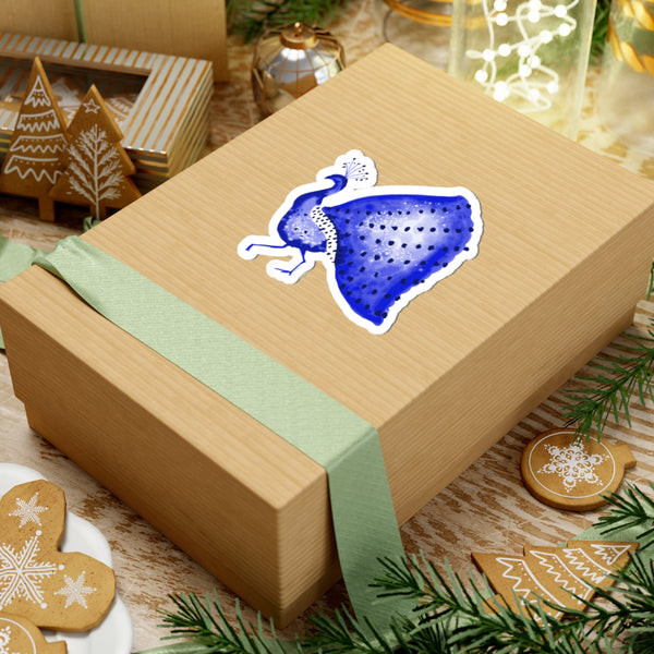 Blue Watercolor Peacock Sticker — Kiss-Cut Decorative Laptop & Journal Decal