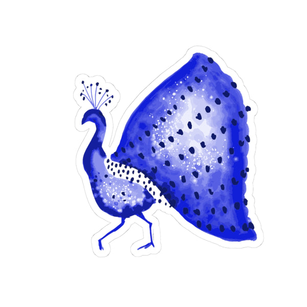 Blue Watercolor Peacock Sticker — Kiss-Cut Decorative Laptop & Journal Decal