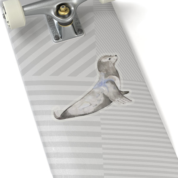Watercolor Harbor Seal Kiss-Cut Sticker — Cute Marine Animal Decal for Laptops & Water Bottles