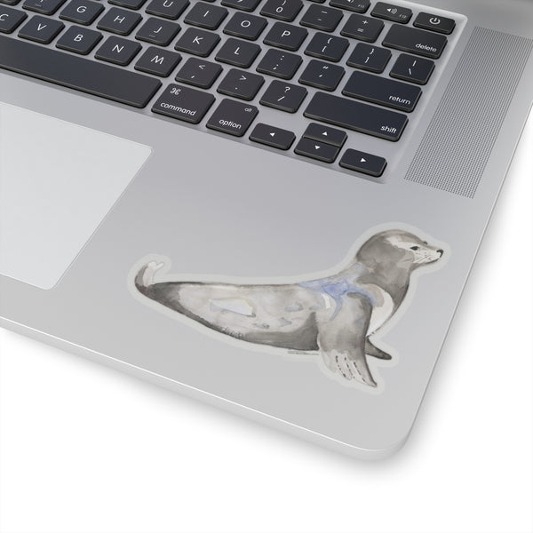 Watercolor Harbor Seal Kiss-Cut Sticker — Cute Marine Animal Decal for Laptops & Water Bottles