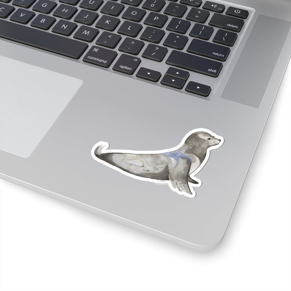 Watercolor Harbor Seal Kiss-Cut Sticker — Cute Marine Animal Decal for Laptops & Water Bottles