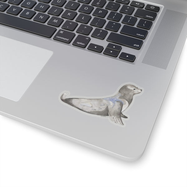 Watercolor Harbor Seal Kiss-Cut Sticker — Cute Marine Animal Decal for Laptops & Water Bottles
