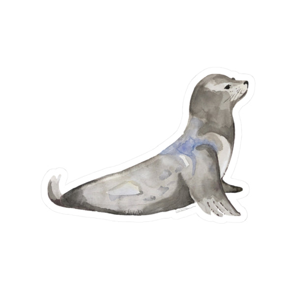 Watercolor Harbor Seal Kiss-Cut Sticker — Cute Marine Animal Decal for Laptops & Water Bottles