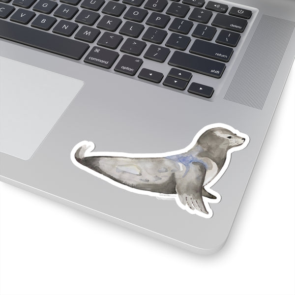 Watercolor Harbor Seal Kiss-Cut Sticker — Cute Marine Animal Decal for Laptops & Water Bottles