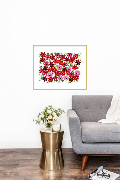 Raspberry Flowers Print