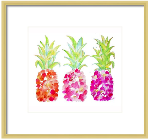 Tropical Gold & Pink Pineapple Print