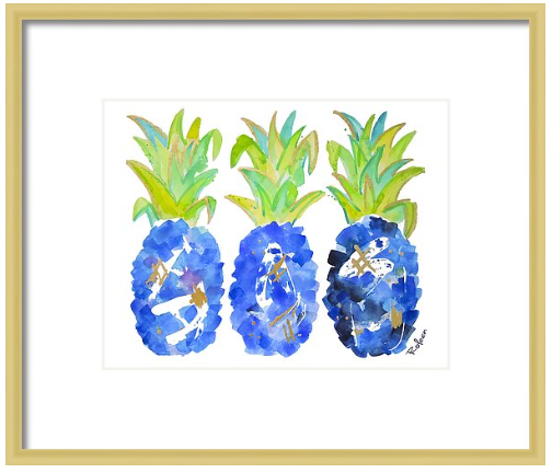 Blue Pineapple Print