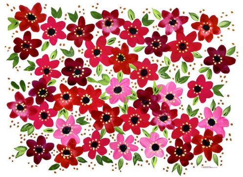 Raspberry Flowers Print