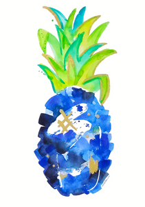 Tropical Cobalt Blue Pineapple Print