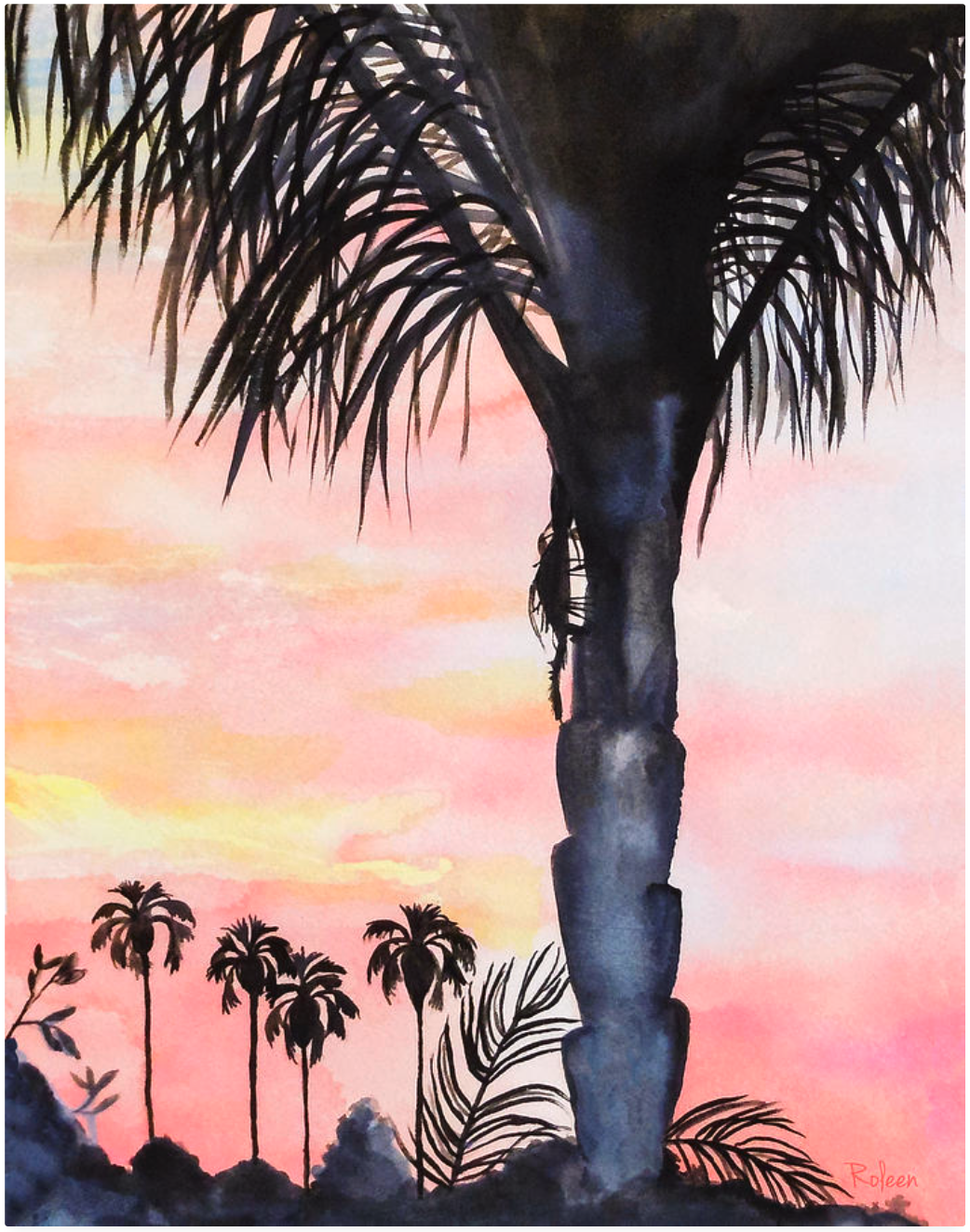 California Sunset-Palm Tree Print Tree Beach Decor Tropical