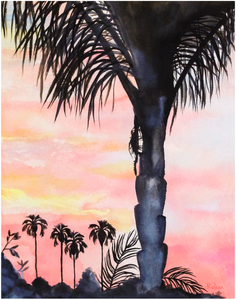 California Sunset Palm Tree Print