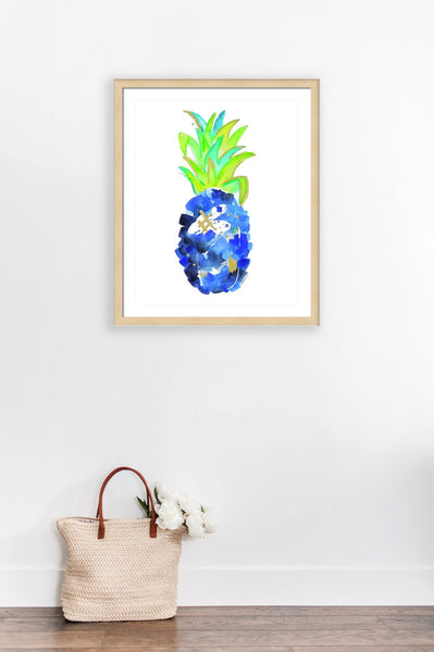 Tropical Cobalt Blue Pineapple Print