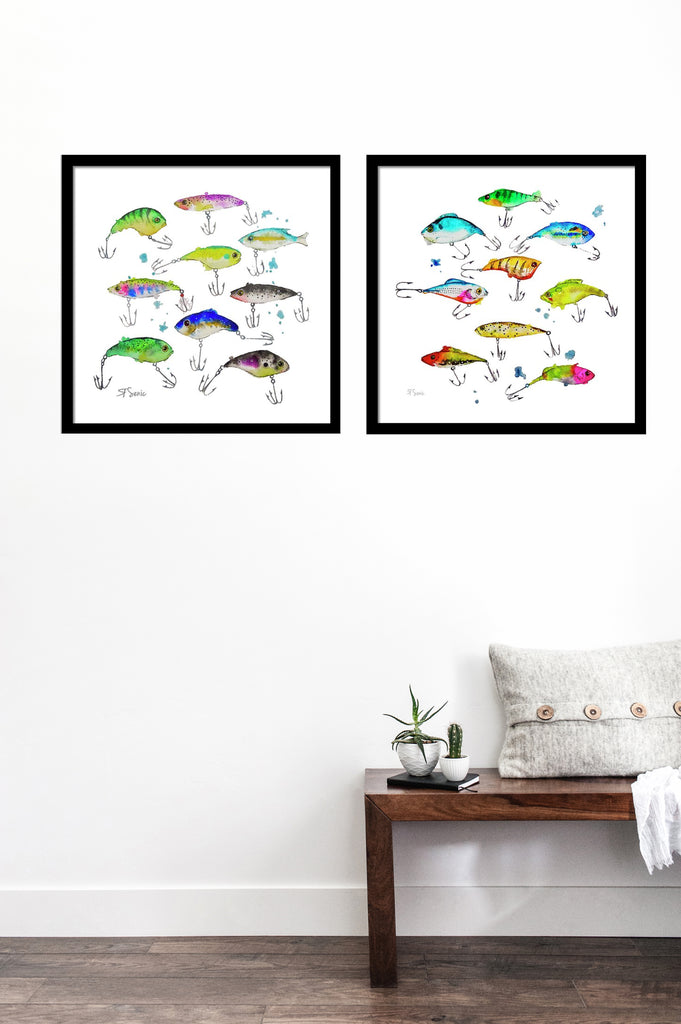 Fishing is Fly Art Print Fishing Lure Art Prints Wall Decor Watercolor –  Limezinnias Design