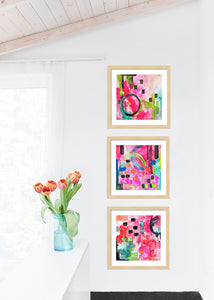 Pink Flamingo Abstract Gallery Wall Sets