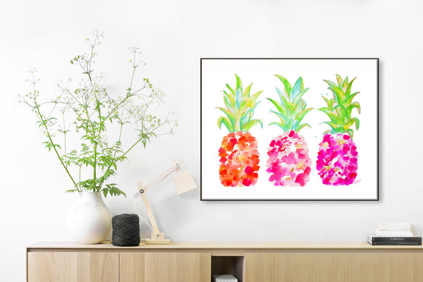 Tropical Gold & Pink Pineapple Print